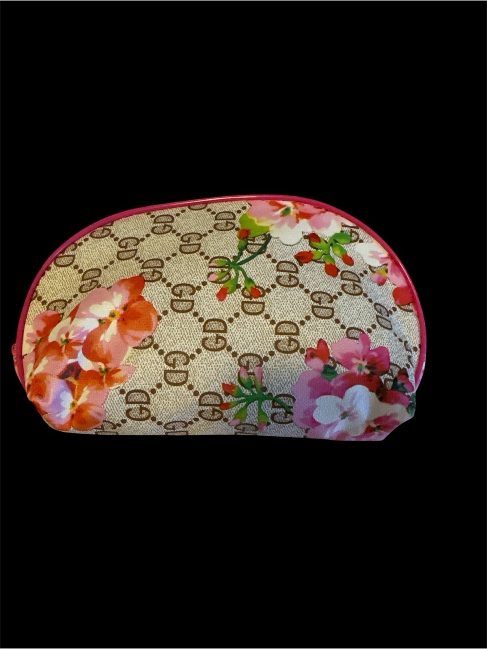 Floral Monogram Cosmetic Pouch - Pink